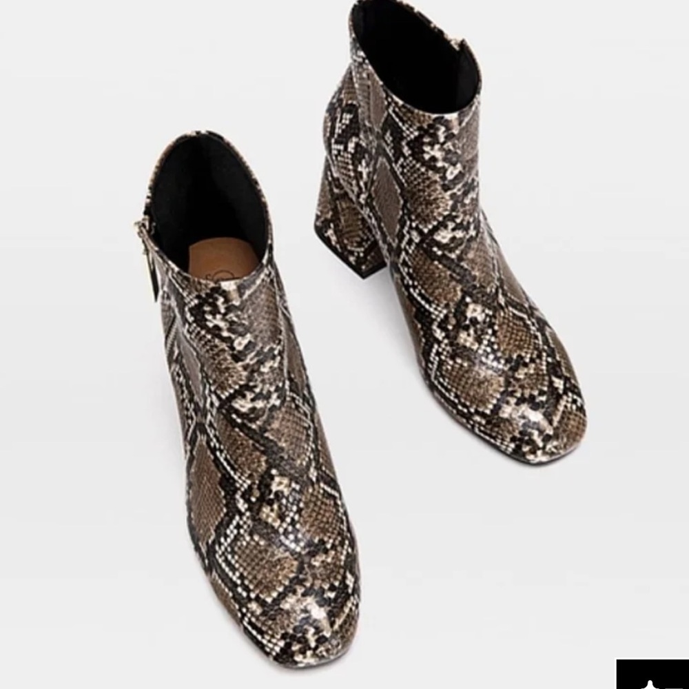 STRADIVARIUS chunky heeled python snake boot - image 4